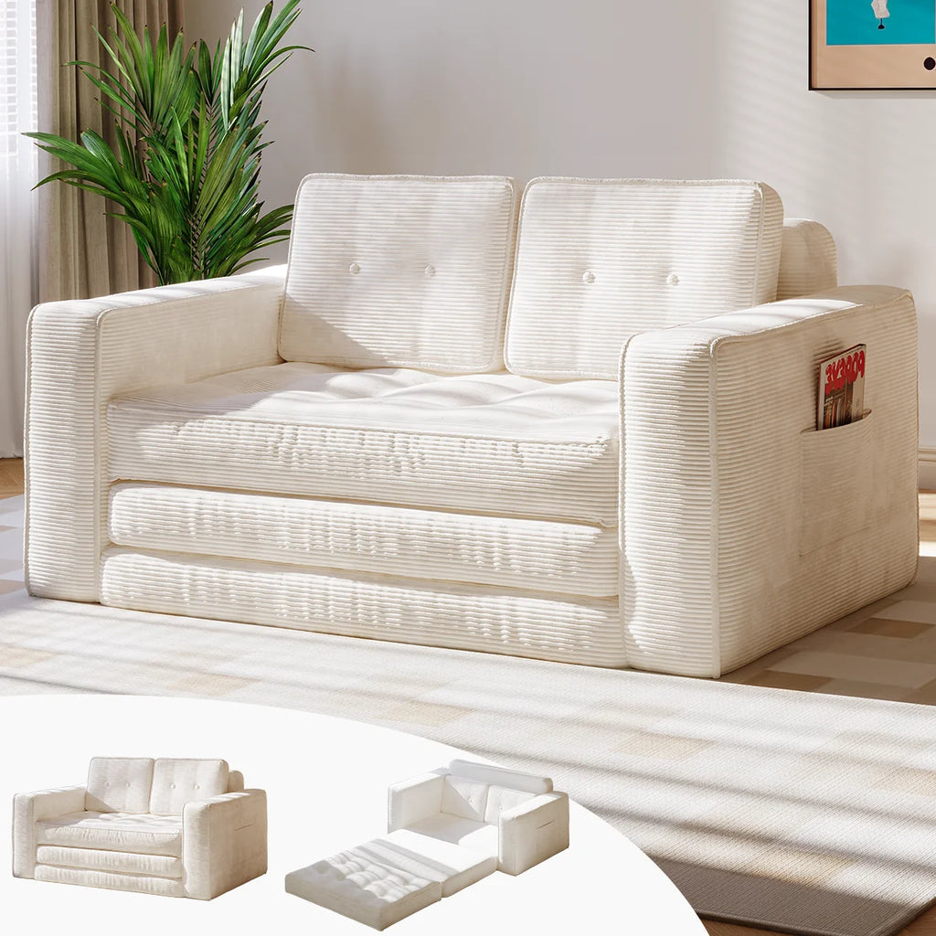 Canapé-lit convertible pliable – Avec oreillers, matelas et dossier, fauteuil lit portable pour salon et chambre