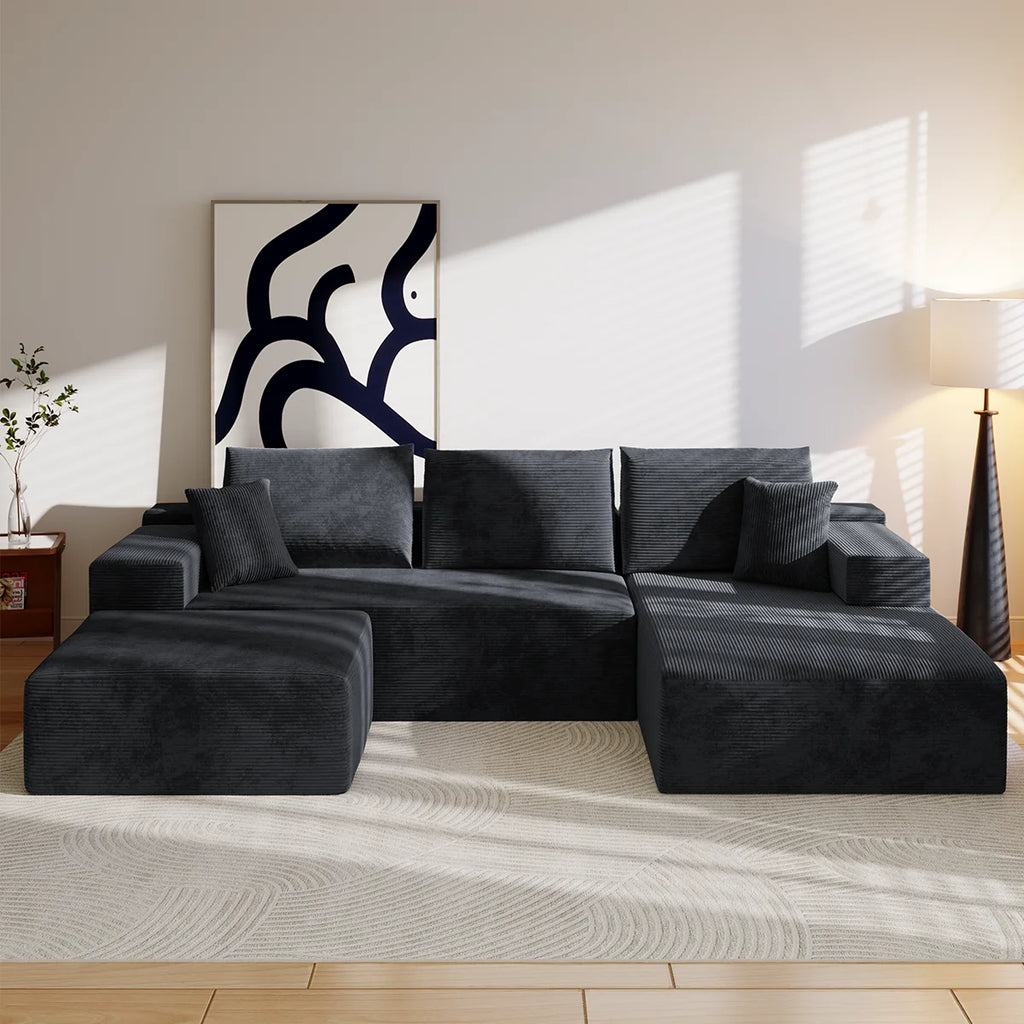 Canapé d'angle réglable 4 places – Canapé-lit pliable multifonction, sans cadre, pour salon et chambre
