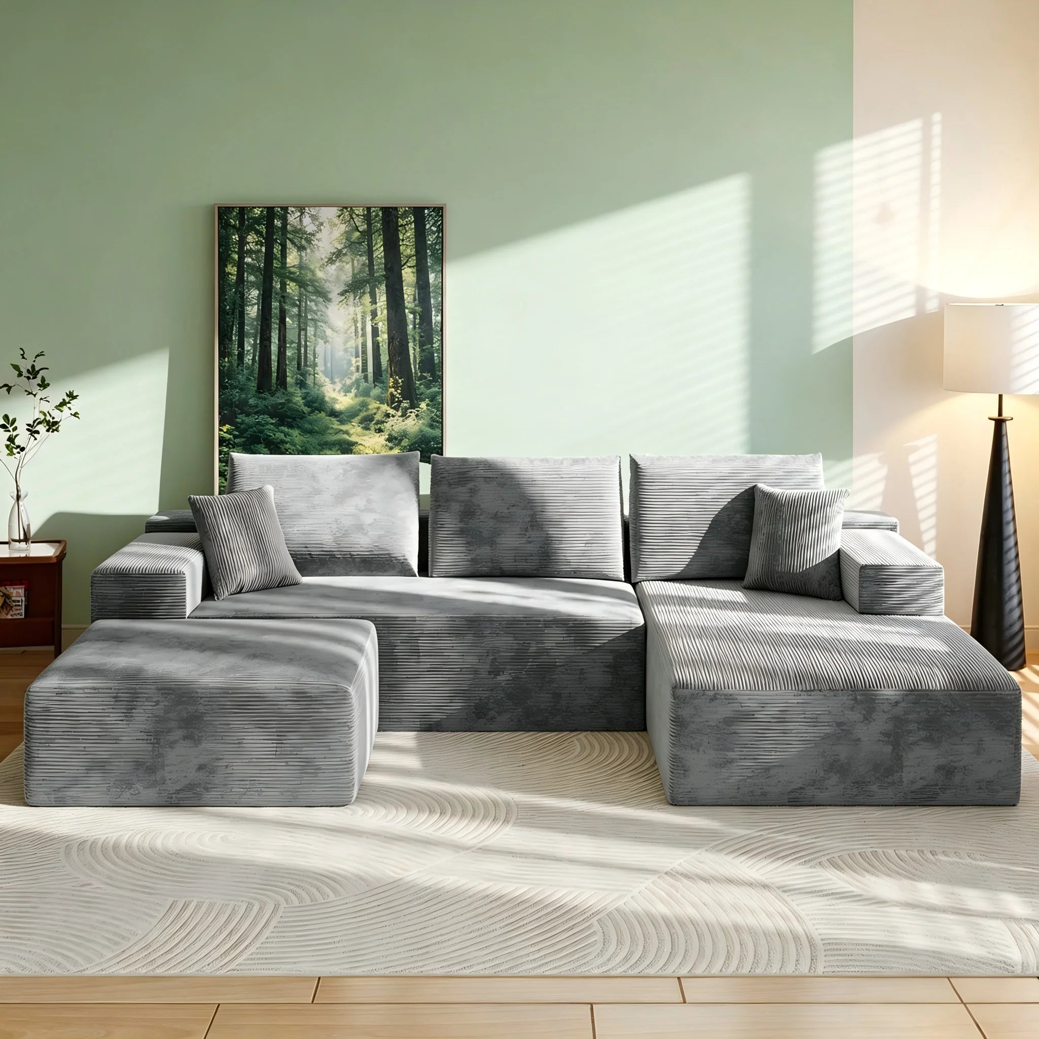 Canapé d'angle ajustable 4 places compressible – Sans cadre, multifonction, canapé-lit modulable pour salon et chambre