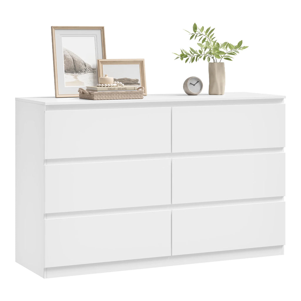 Commode moderne 6 tiroirs WOLTU – 120x40x75 cm, pour salon, chambre et couloir