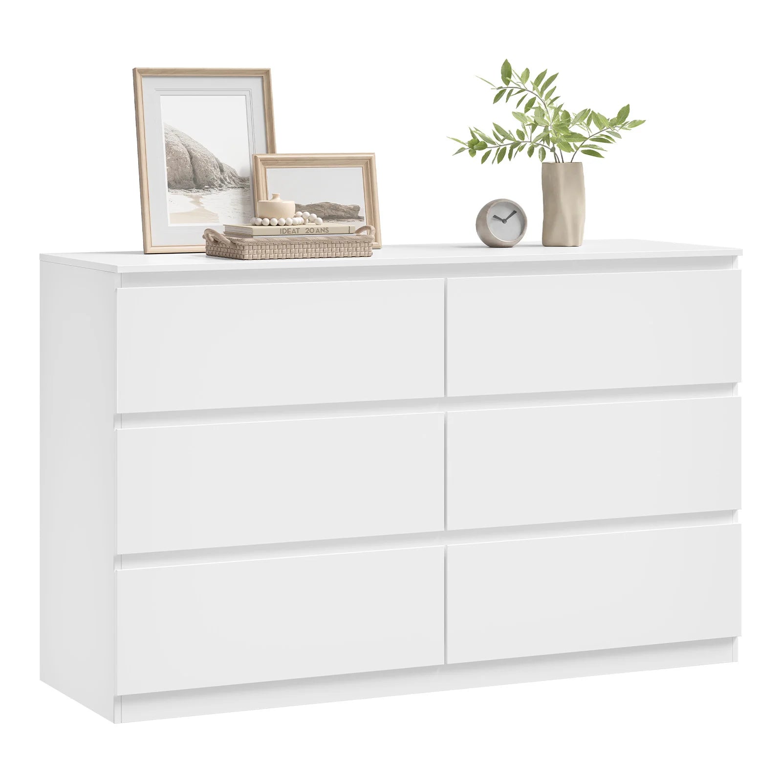 Commode moderne 6 tiroirs WOLTU – 120x40x75 cm, pour salon, chambre et couloir