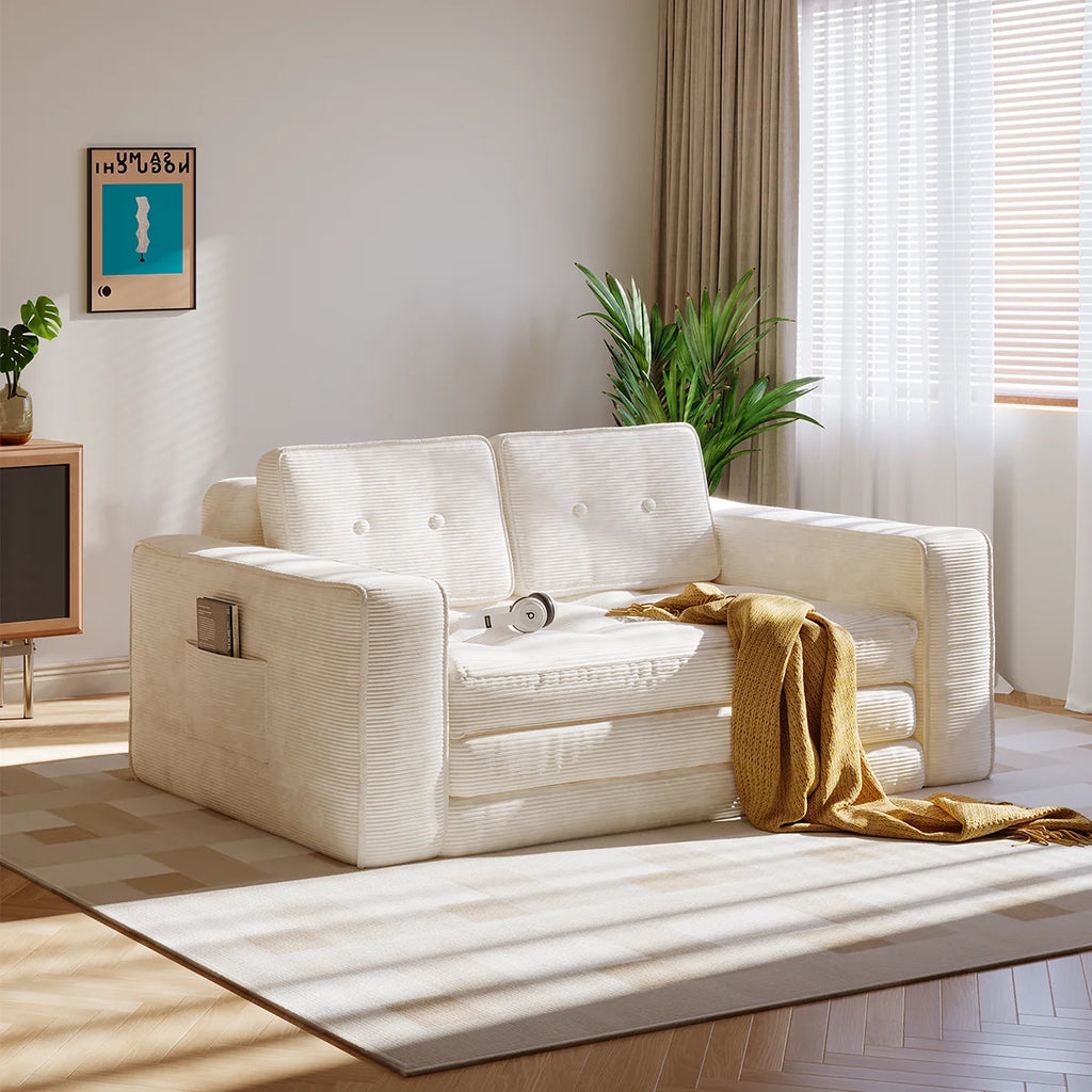 Canapé-lit convertible pliable – Avec oreillers, matelas et dossier, fauteuil lit portable pour salon et chambre