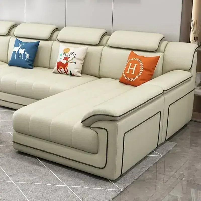 Canapé européen 2 places beige bois – Design nordique, accoudoir rembourré, style luxe minimaliste