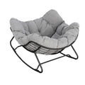Rocking chair WOLTU forme œuf – Fauteuil à bascule avec coussin chenille, cadre métal, 150 kg, salon et balcon