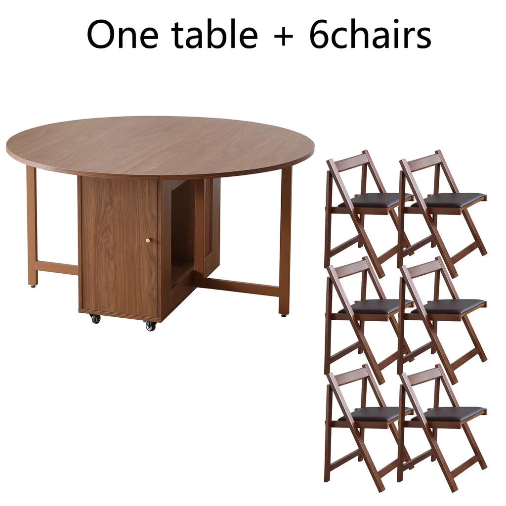 Table à manger ronde pliante avec chaises – Ensemble multifonction design tendance pour salon et salle à manger
