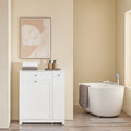 Armoire de salle de bain haute SoBuy – Meuble colonne avec miroir, étagères et tiroir, blanc
