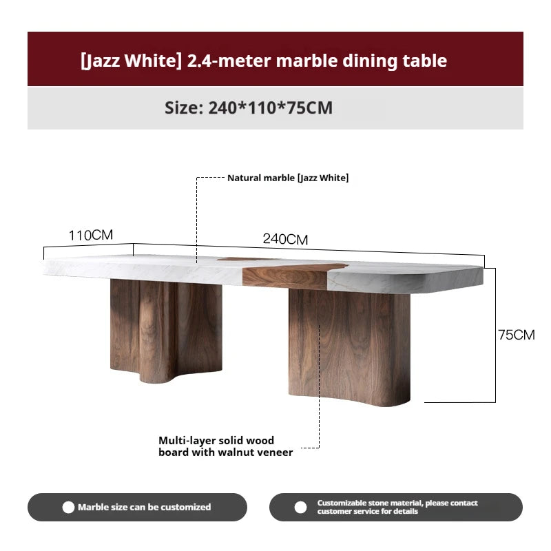 Table à manger sur mesure en marbre naturel – Haute résistance, anti-rayures, plusieurs pierres disponibles
