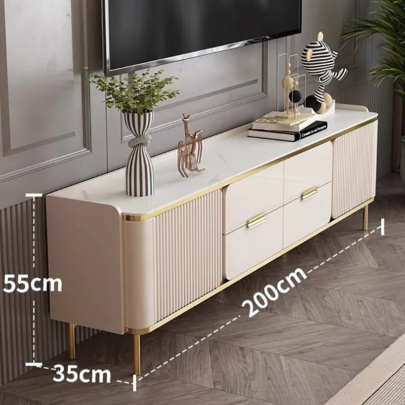 Meuble TV style européen luxe – Console TV élégante et raffinée pour salon haut de gamme