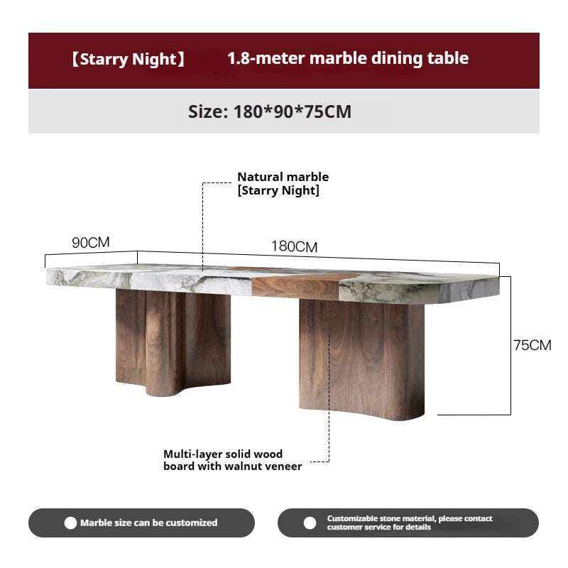 Table à manger sur mesure en marbre naturel – Haute résistance, anti-rayures, plusieurs pierres disponibles