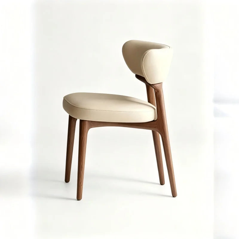 Table à manger sur mesure style mid-century – Plateau travertin, chaises bois rembourrées, ensemble salle à manger