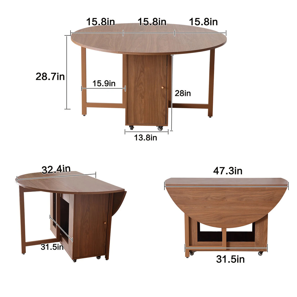 Table à manger ronde pliante avec chaises – Ensemble multifonction design tendance pour salon et salle à manger