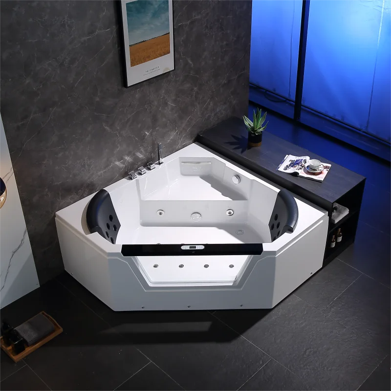 Baignoire balnéo triangulaire 2 places sur mesure – 22 jets de massage, lumière colorée, styles personnalisables