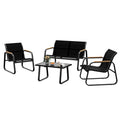 Salon de balcon en textilène 4 pièces – Canapé double, 2 fauteuils et table basse, jardin et terrasse