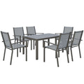 Ensemble table et chaises de jardin Outsunny – Chaises empilables, cadre acier, gris clair, terrasse et patio
