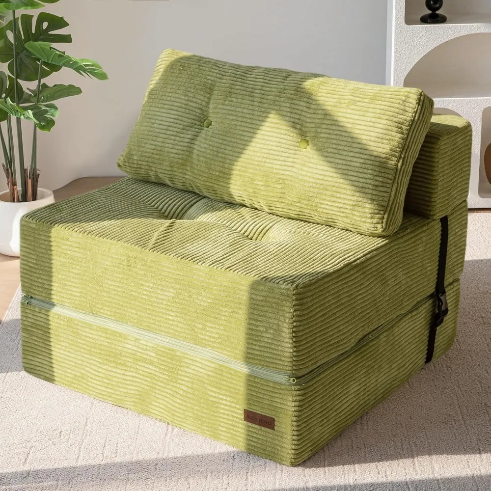 Fauteuil-lit pliant 4-en-1 – Mousse haute densité, canapé sol multifonction pour salon et chambre