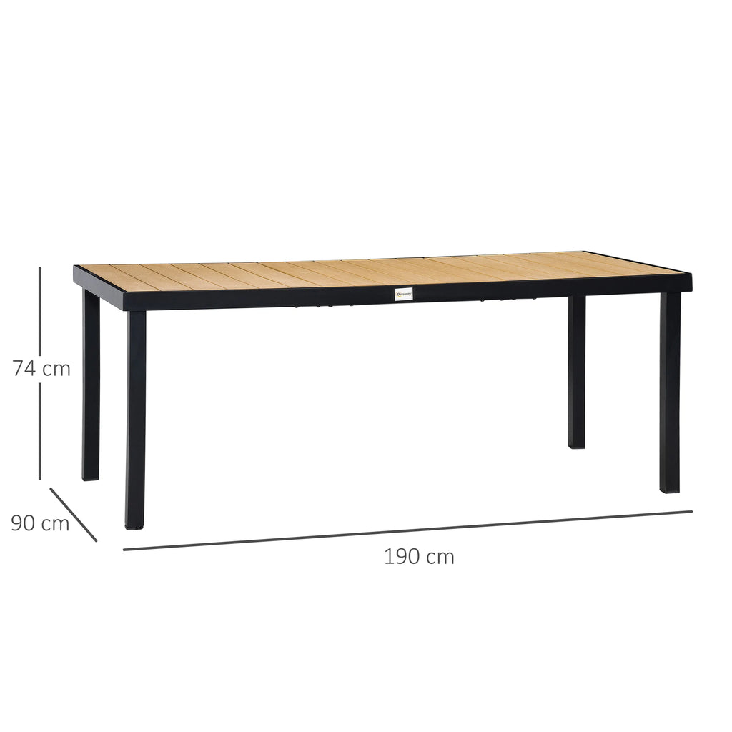 Table de jardin aluminium Outsunny 8 personnes – 190x90x74 cm, extérieur terrasse