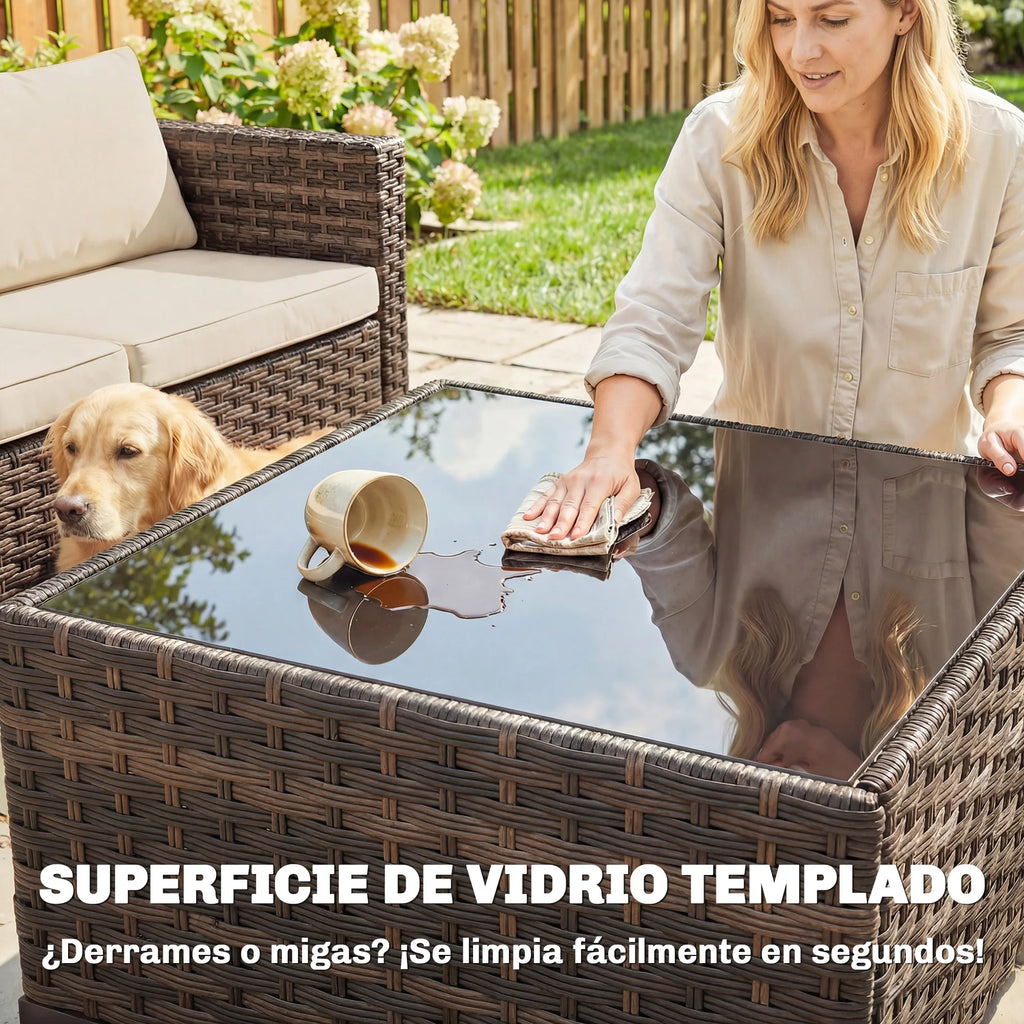 Salon de jardin Outsunny en rotin 5 pièces avec coussins – Mobilier extérieur terrasse et jardin