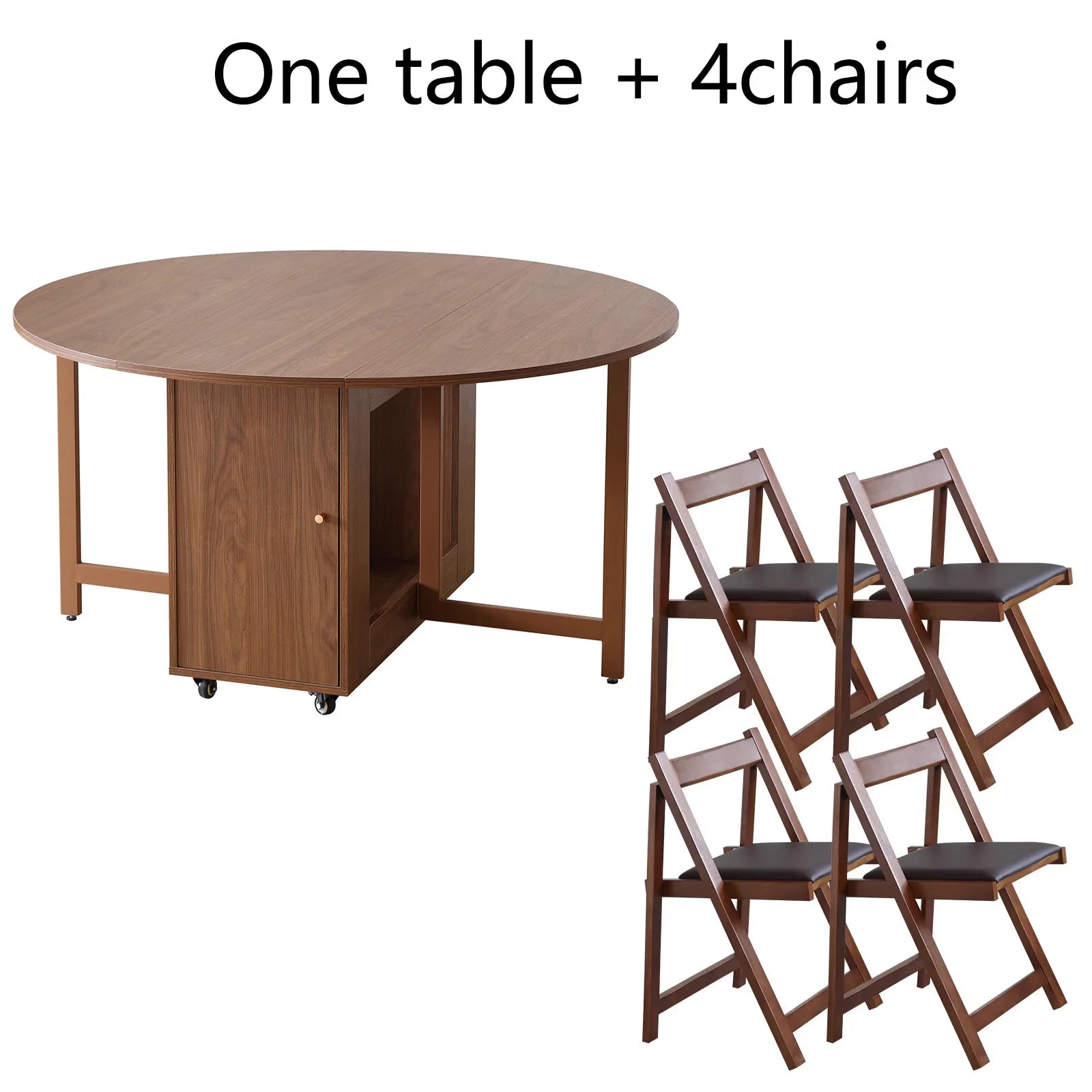 Table à manger ronde pliante avec chaises – Ensemble multifonction design tendance pour salon et salle à manger