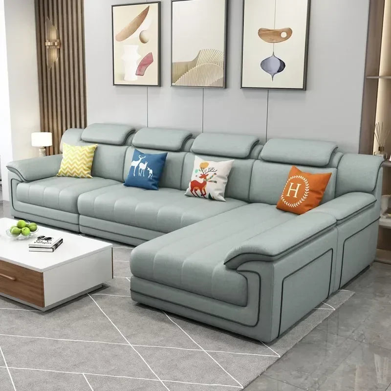 Canapé européen 2 places beige bois – Design nordique, accoudoir rembourré, style luxe minimaliste