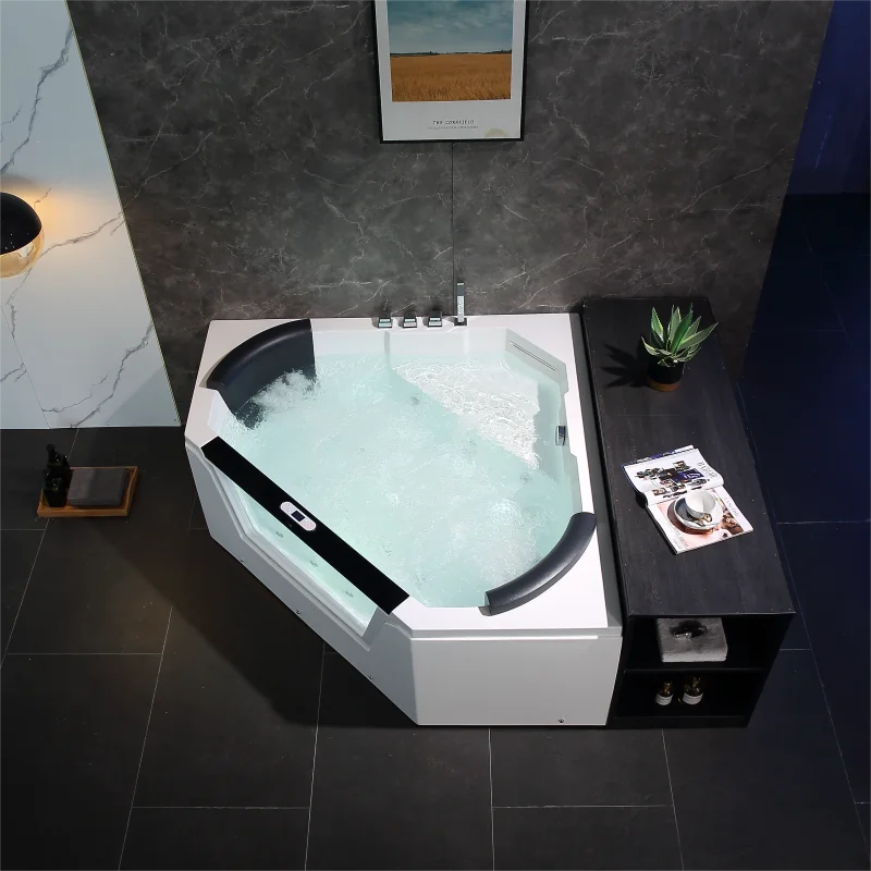 Baignoire balnéo triangulaire 2 places sur mesure – 22 jets de massage, lumière colorée, styles personnalisables