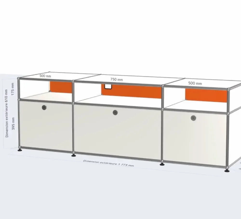 Meuble TV d'angle en métal avec rangement – Armoire d'exposition pour salon