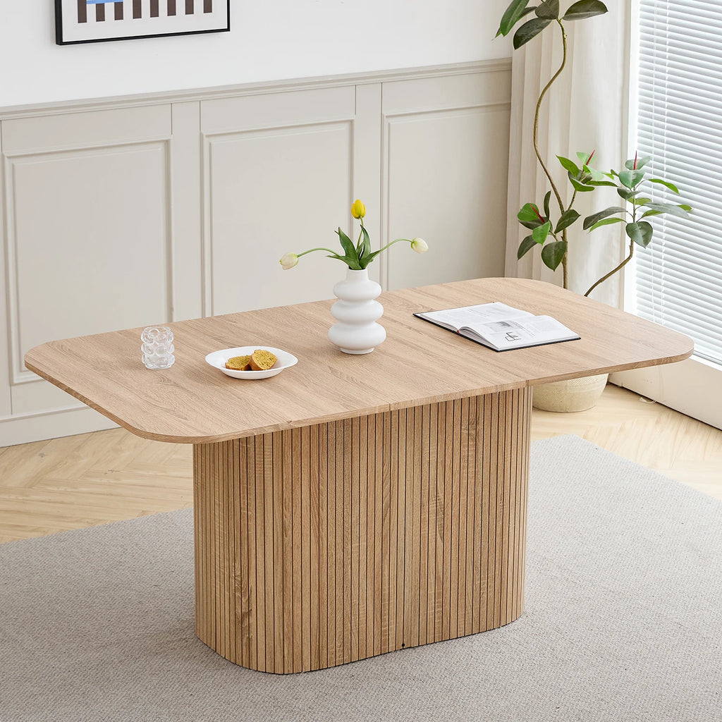 Table à manger rectangulaire en bois massif EGOONM – 4 à 6 personnes, 160x90 cm, salon et salle à manger