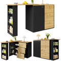 Table bar extensible rotative 138-204 cm – Plateau pivotant 360°, rangement intégré, style bois moderne