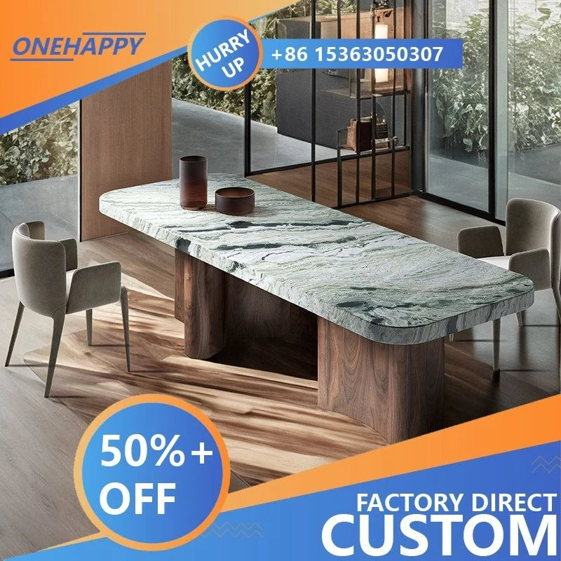 Table à manger sur mesure en marbre naturel – Haute résistance, anti-rayures, plusieurs pierres disponibles