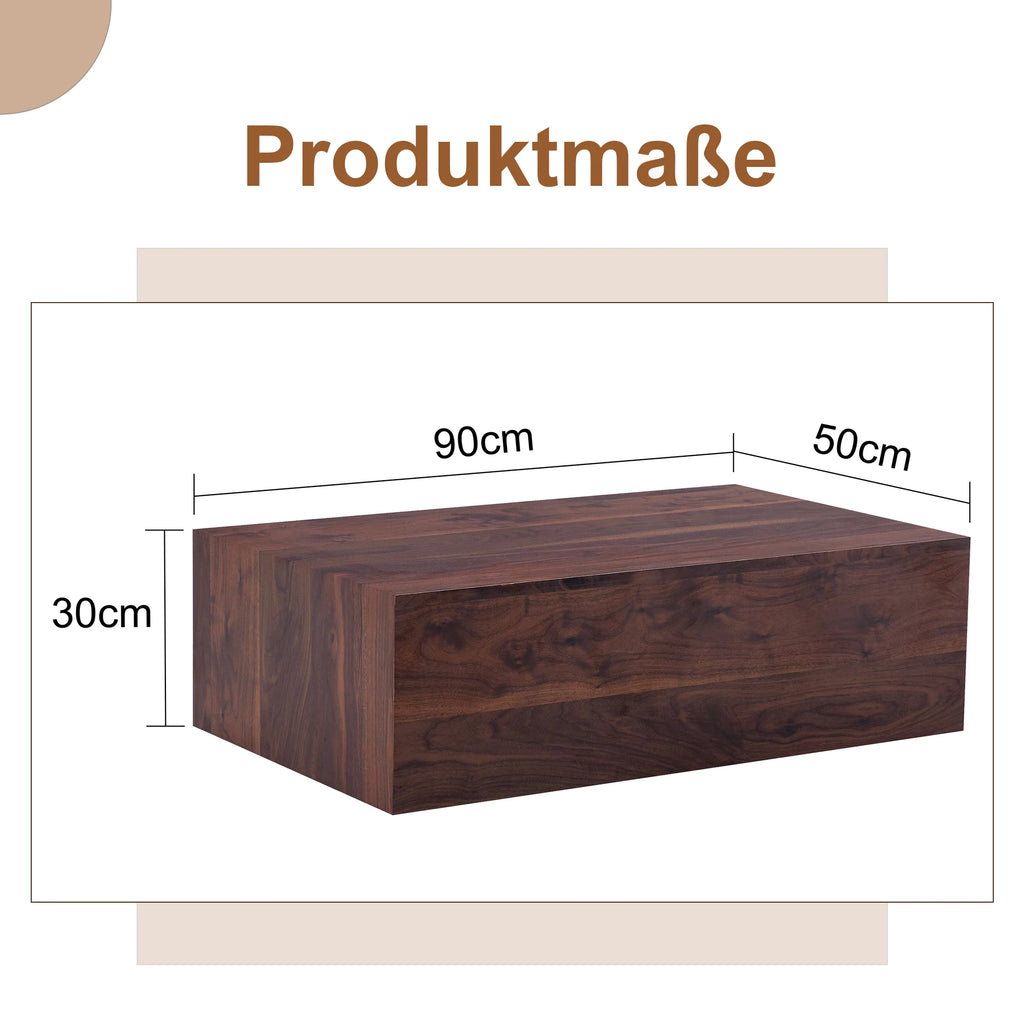 Table basse rectangulaire avec structure monobloc & pieds antidérapants – MDF noyer, entretien facile, salon