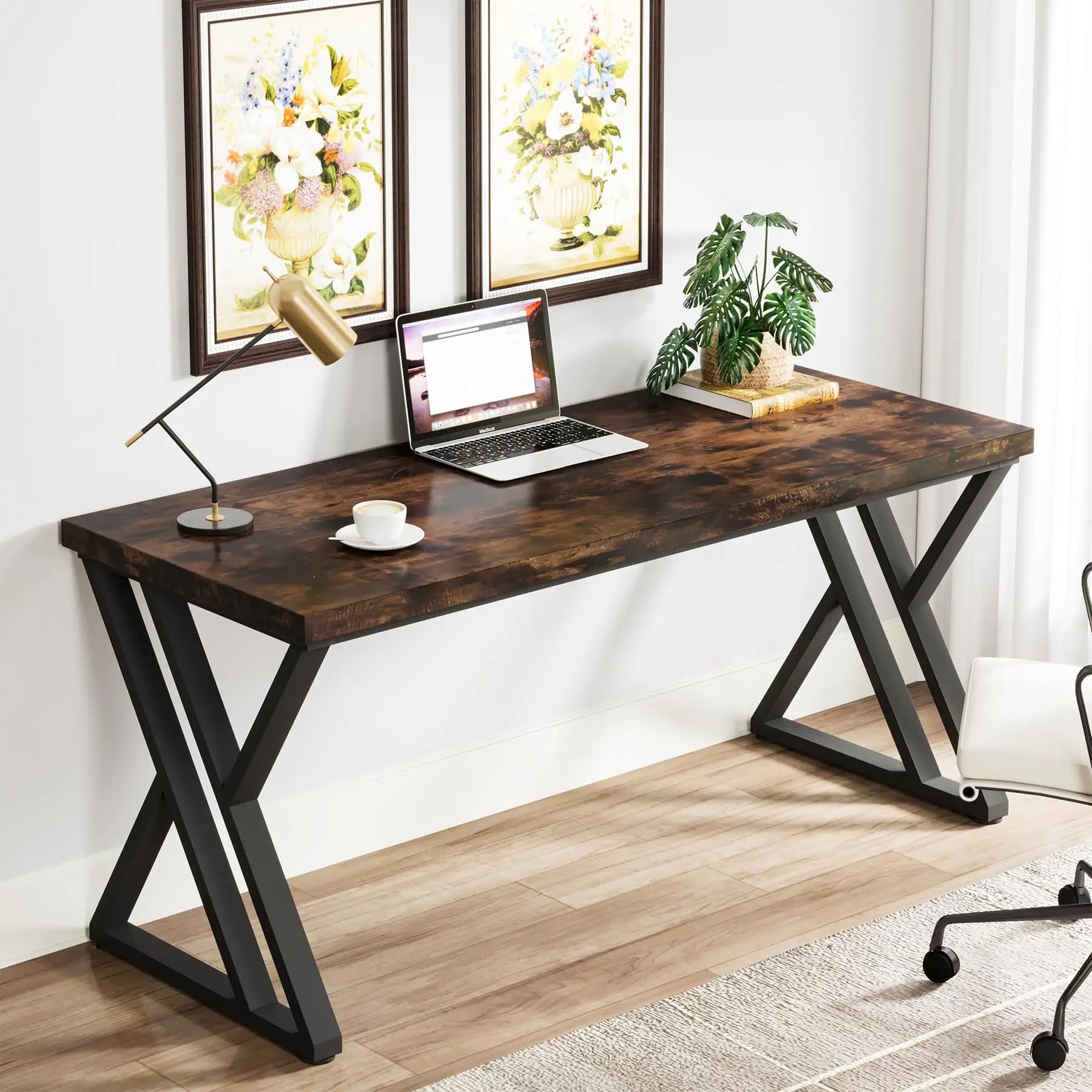 Bureau informatique Tribesigns 140 cm – Bureau d'étude robuste avec pieds en Z, style moderne