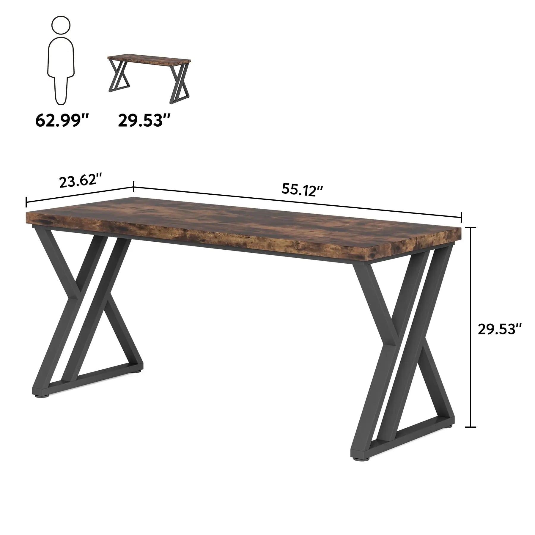 Bureau informatique Tribesigns 140 cm – Bureau d'étude robuste avec pieds en Z, style moderne