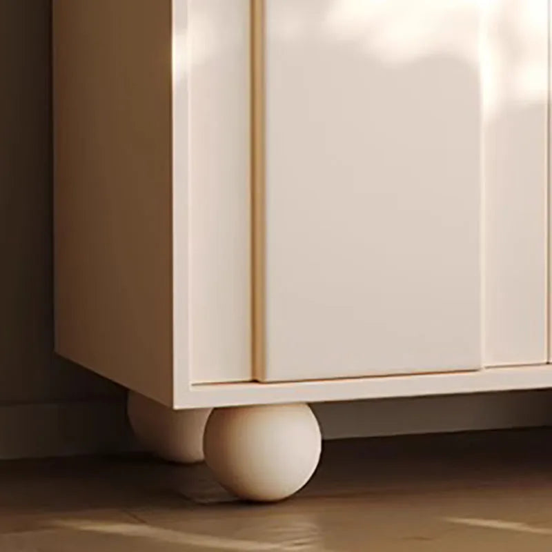 Meuble de rangement derrière canapé style français luxe – Blanc avec portes, console salon tendance
