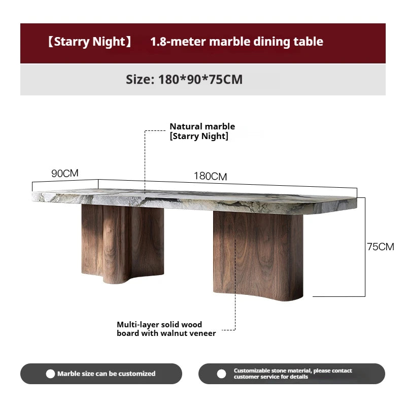 Table à manger sur mesure en marbre naturel – Haute résistance, anti-rayures, plusieurs pierres disponibles