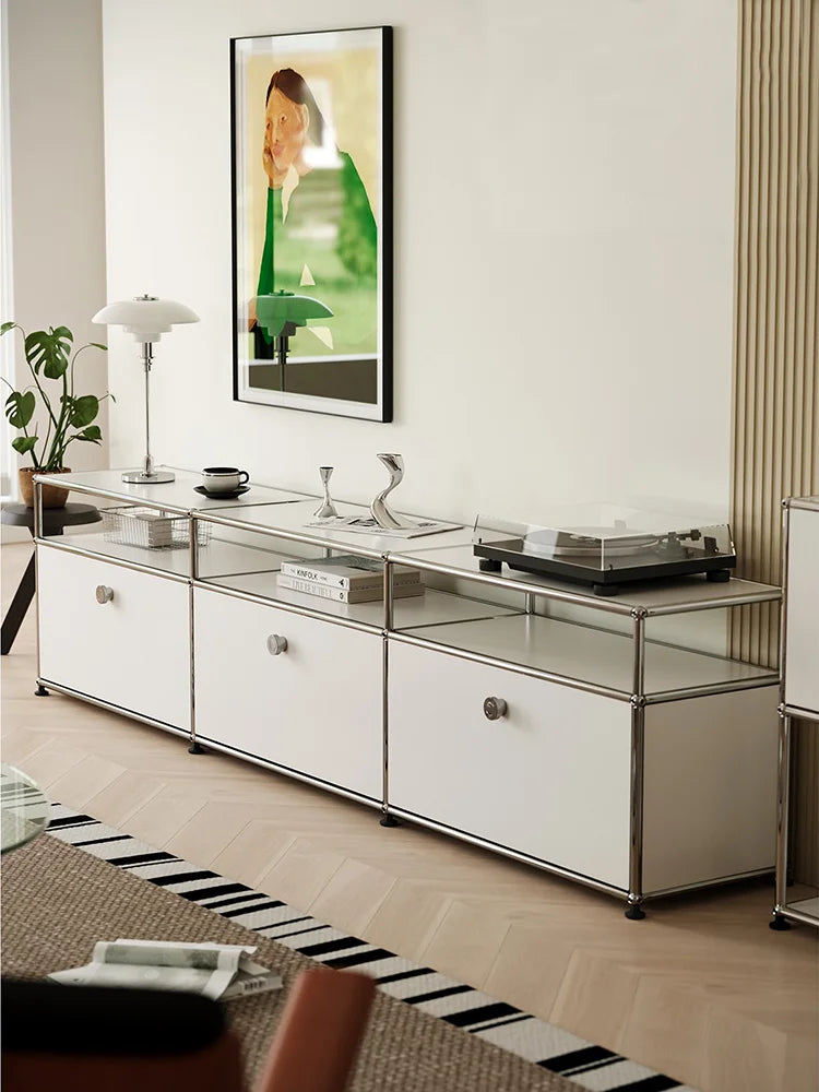 Meuble TV d'angle modulaire en métal – Armoire d'exposition DIY pour salon