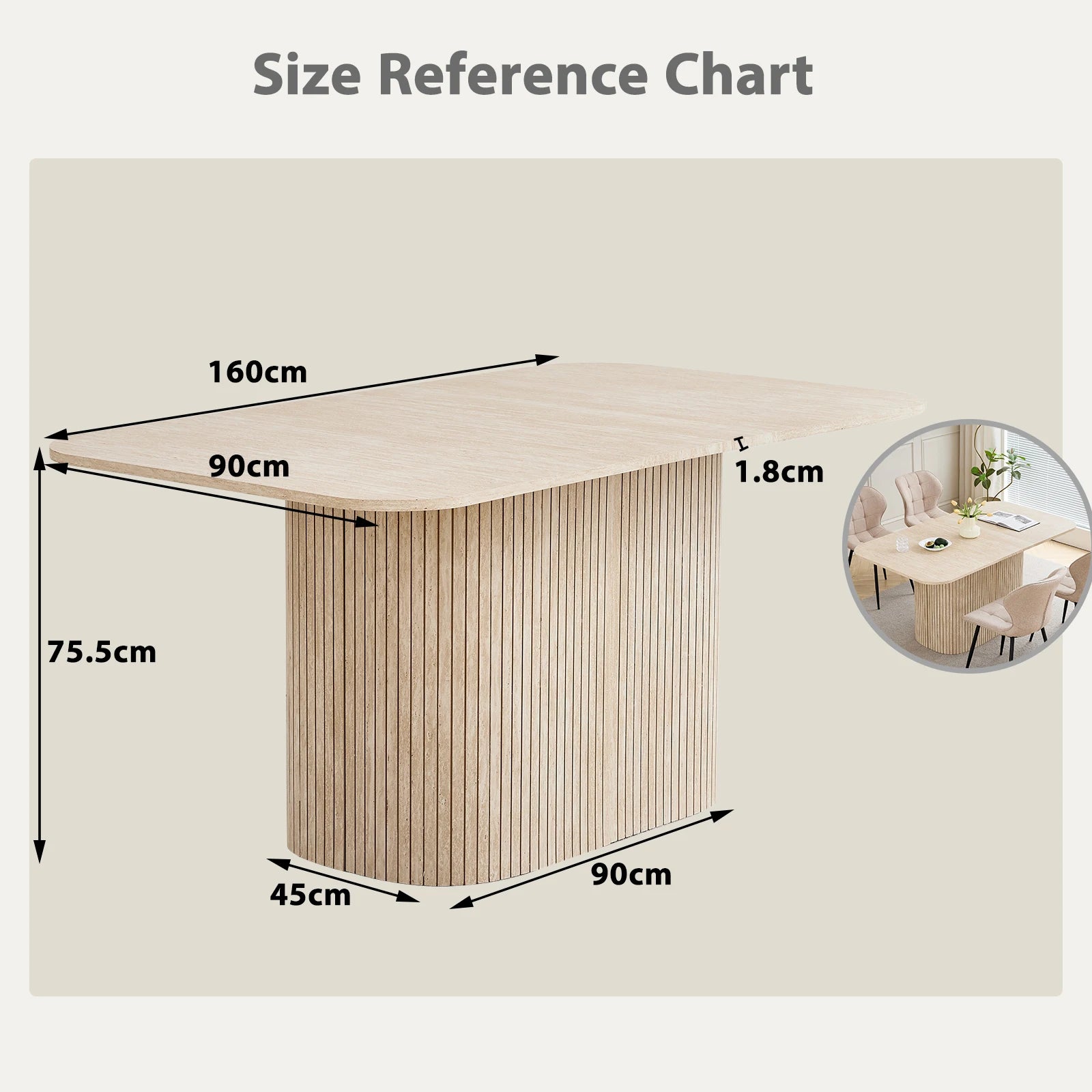 Table à manger rectangulaire en bois massif EGOONM – 4 à 6 personnes, 160x90 cm, salon et salle à manger