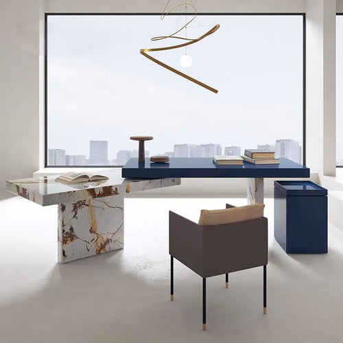 Bureau sur mesure en marbre style italien minimaliste – Pierre engineered anti-rayures, bureau et salle d'étude luxe
