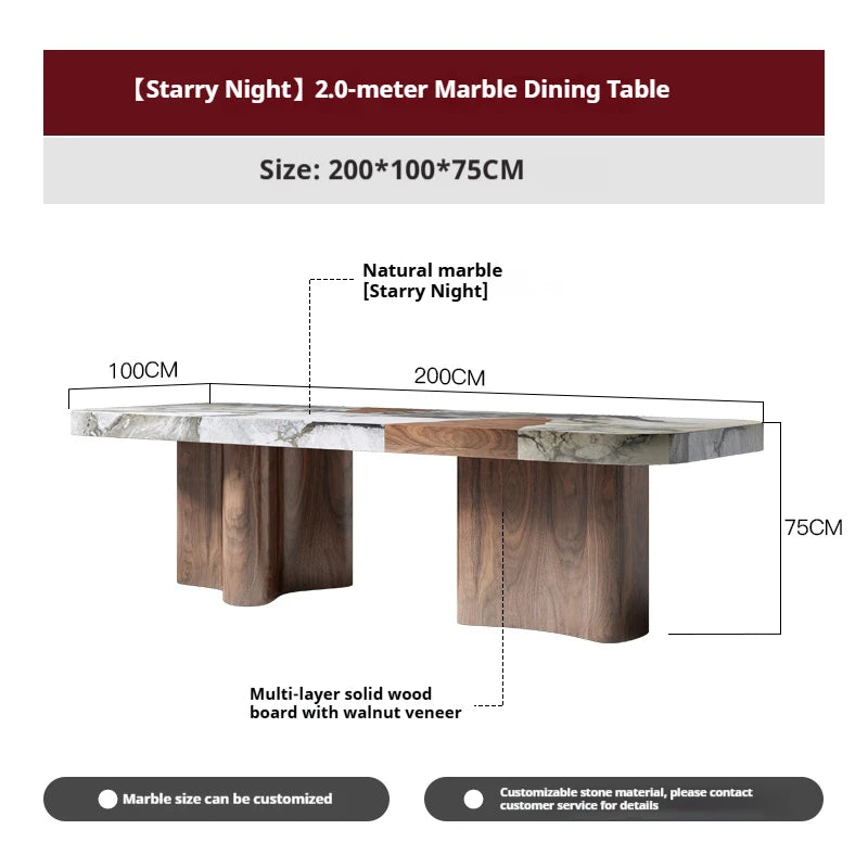 Table à manger sur mesure en marbre naturel – Haute résistance, anti-rayures, plusieurs pierres disponibles